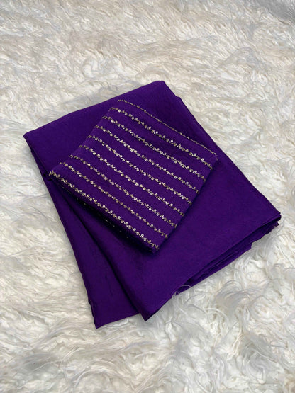 Ishira Amethyst Crush Designer Saree with Heavy Beaded Blouse - Yooneck