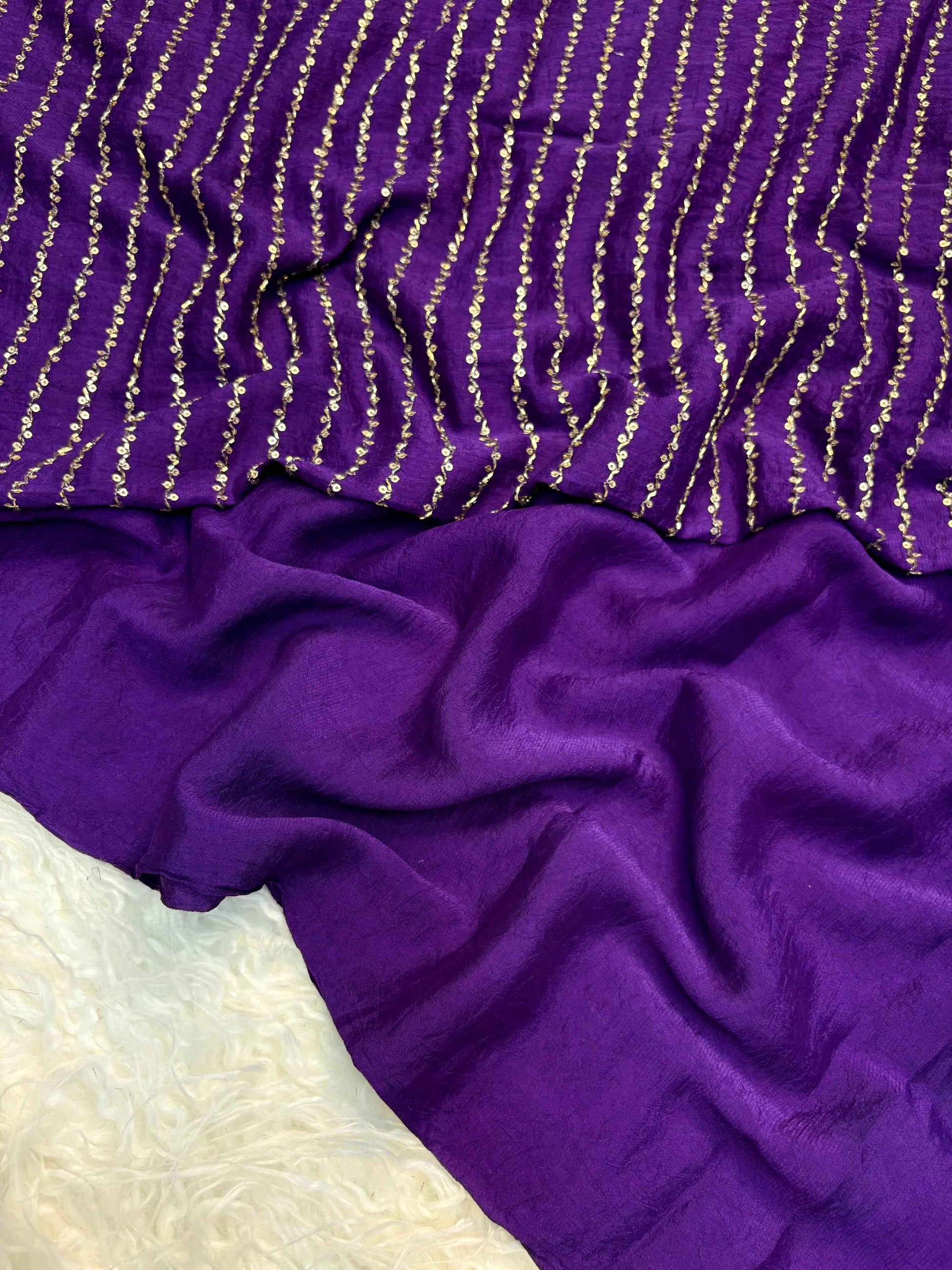 Ishira Amethyst Crush Designer Saree with Heavy Beaded Blouse - Yooneck