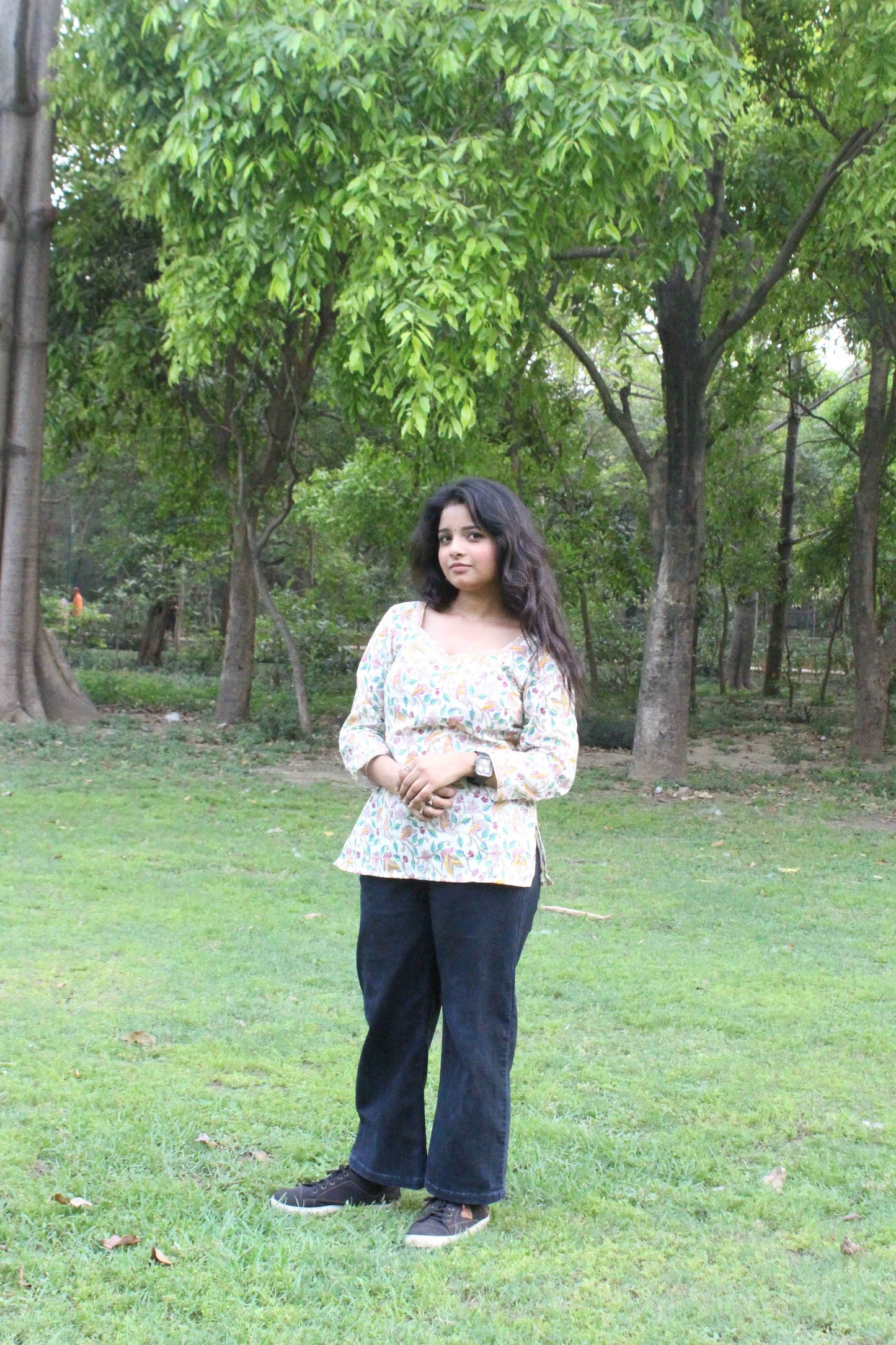 ivory garden cotton kurti - yooneck