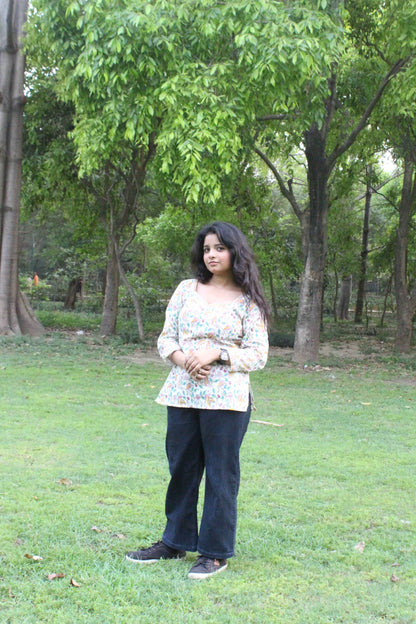 Ivory Garden Cotton Kurti - Yooneck