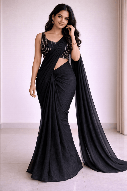 Karishma Crush Designer Saree with Heavy Beaded Blouse - Yooneck