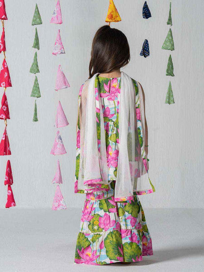 Lotus Bloom Floral Tiered Sharara Set