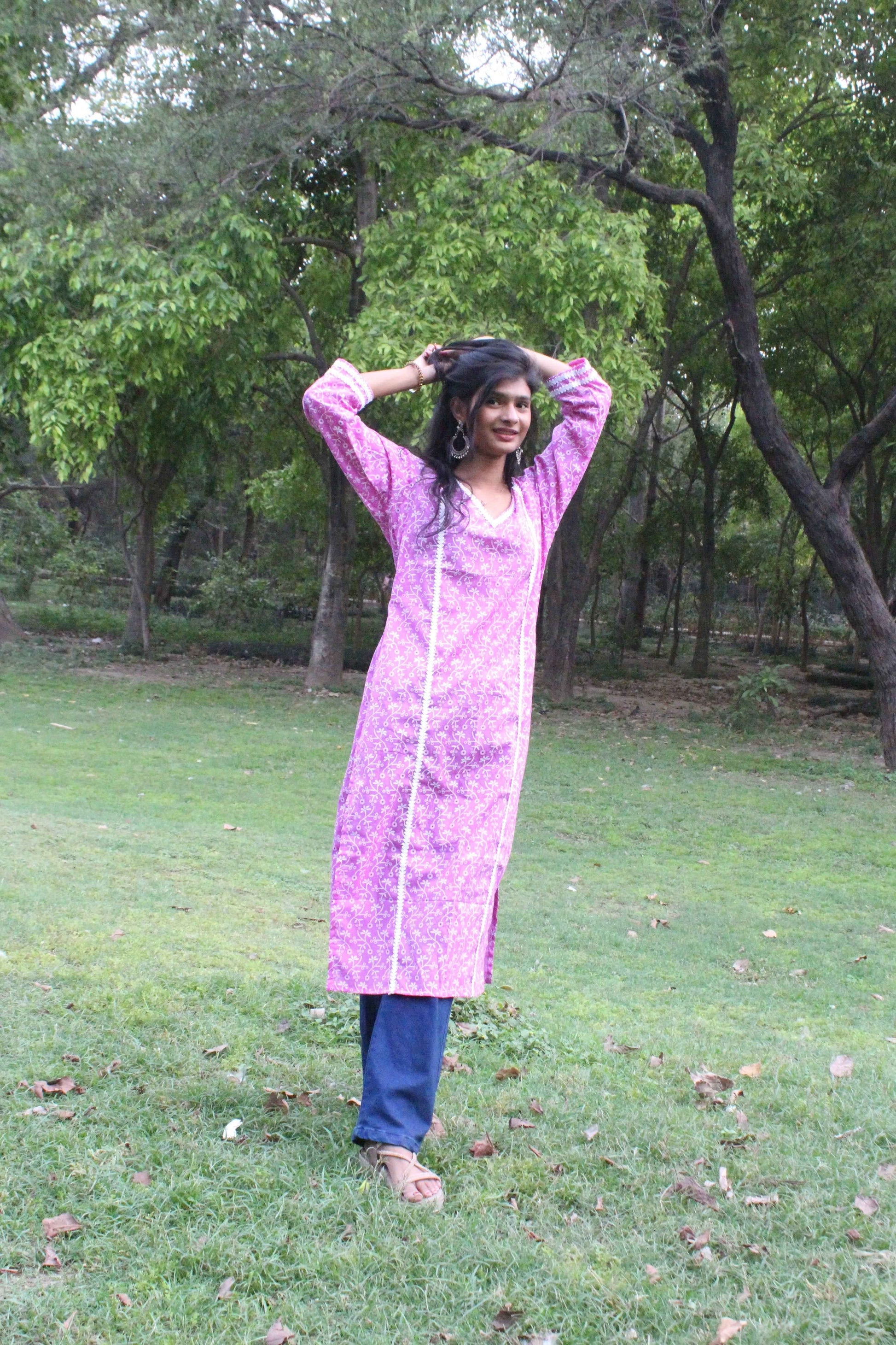 Lavender Grace Straight Kurti - Yooneck