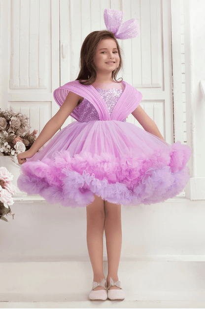 Mini Mehfil Frill Designer Kids Party Dress - Yooneck