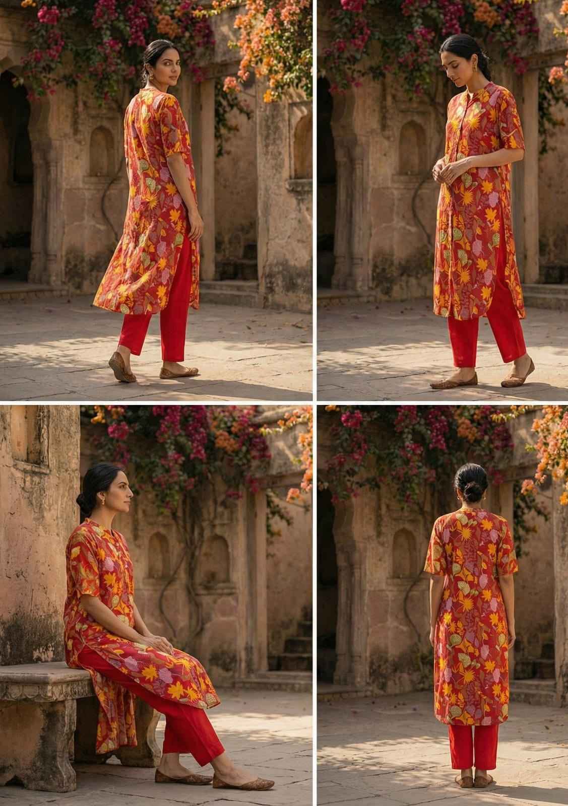 Naira Autumn A-Line Kurti Set - Yooneck