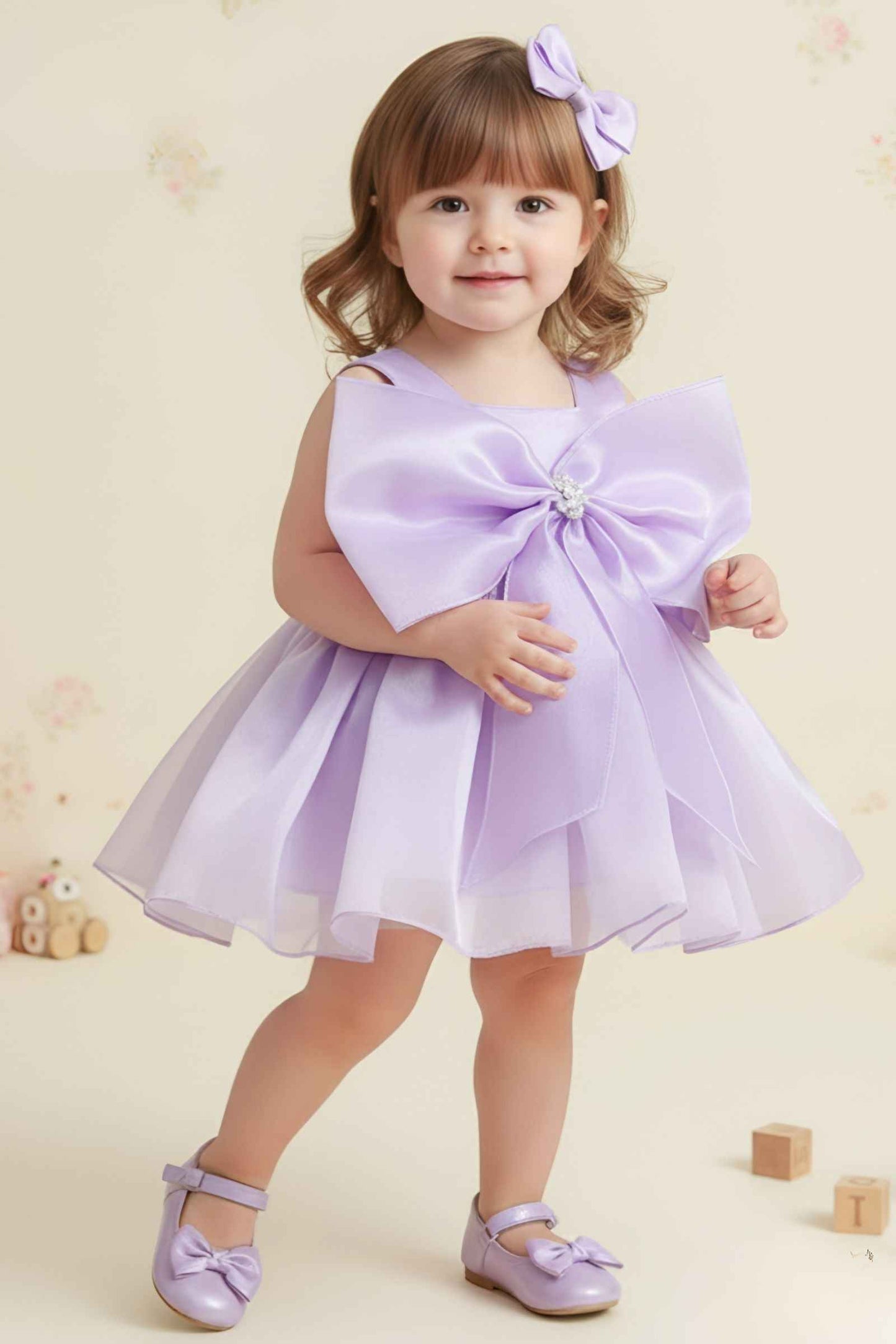 nanha swag bow designer baby dress - yooneck