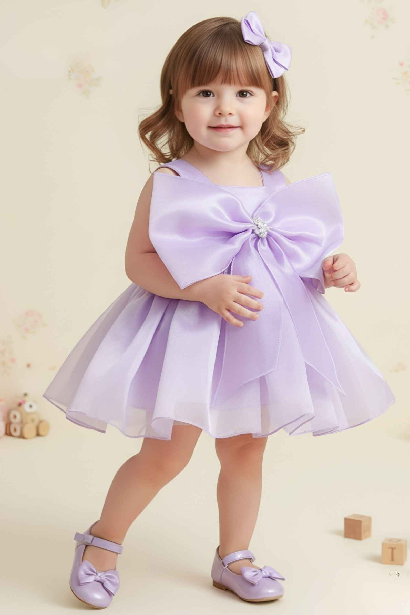 Nanha Swag Bow Designer Baby Dress - Yooneck