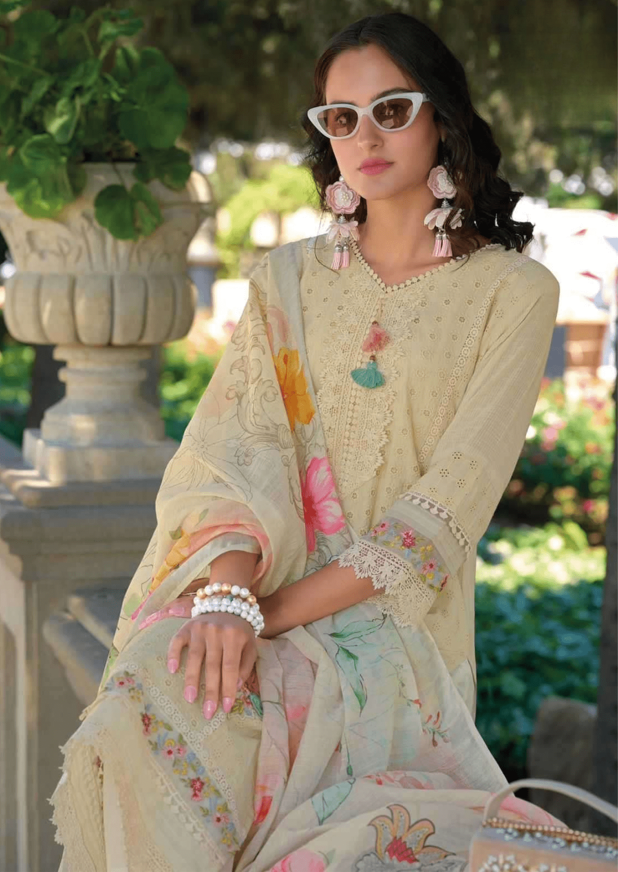 Narmeen Ivory Elegance Embroidered Lawn Suit - Yooneck