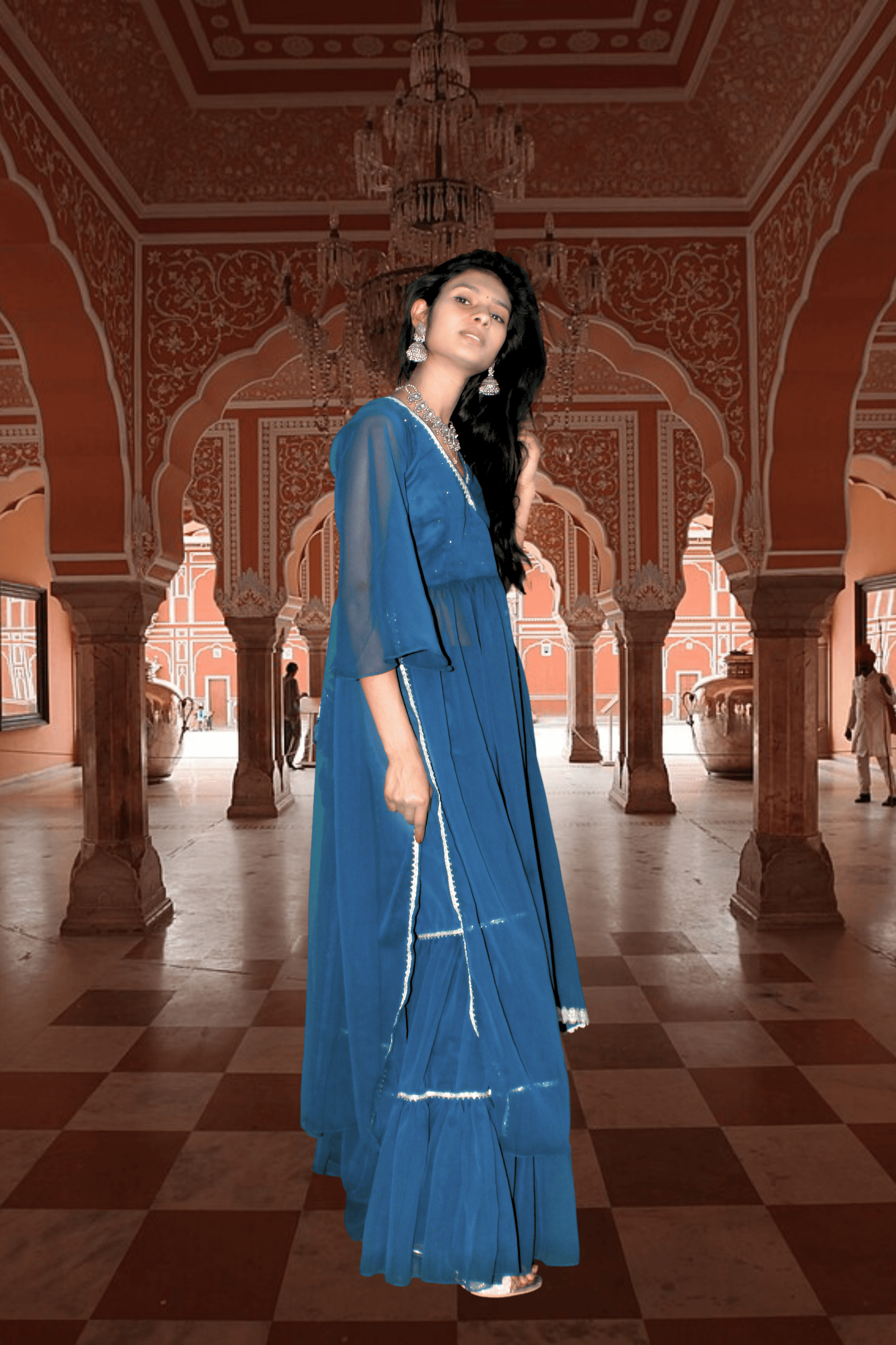 Neelanjali Graceful Blue Sharara Set - YOONECK