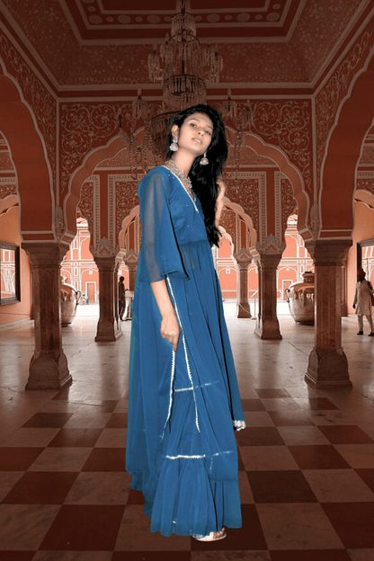 Neelanjali Graceful Blue Sharara Set - YOONECK
