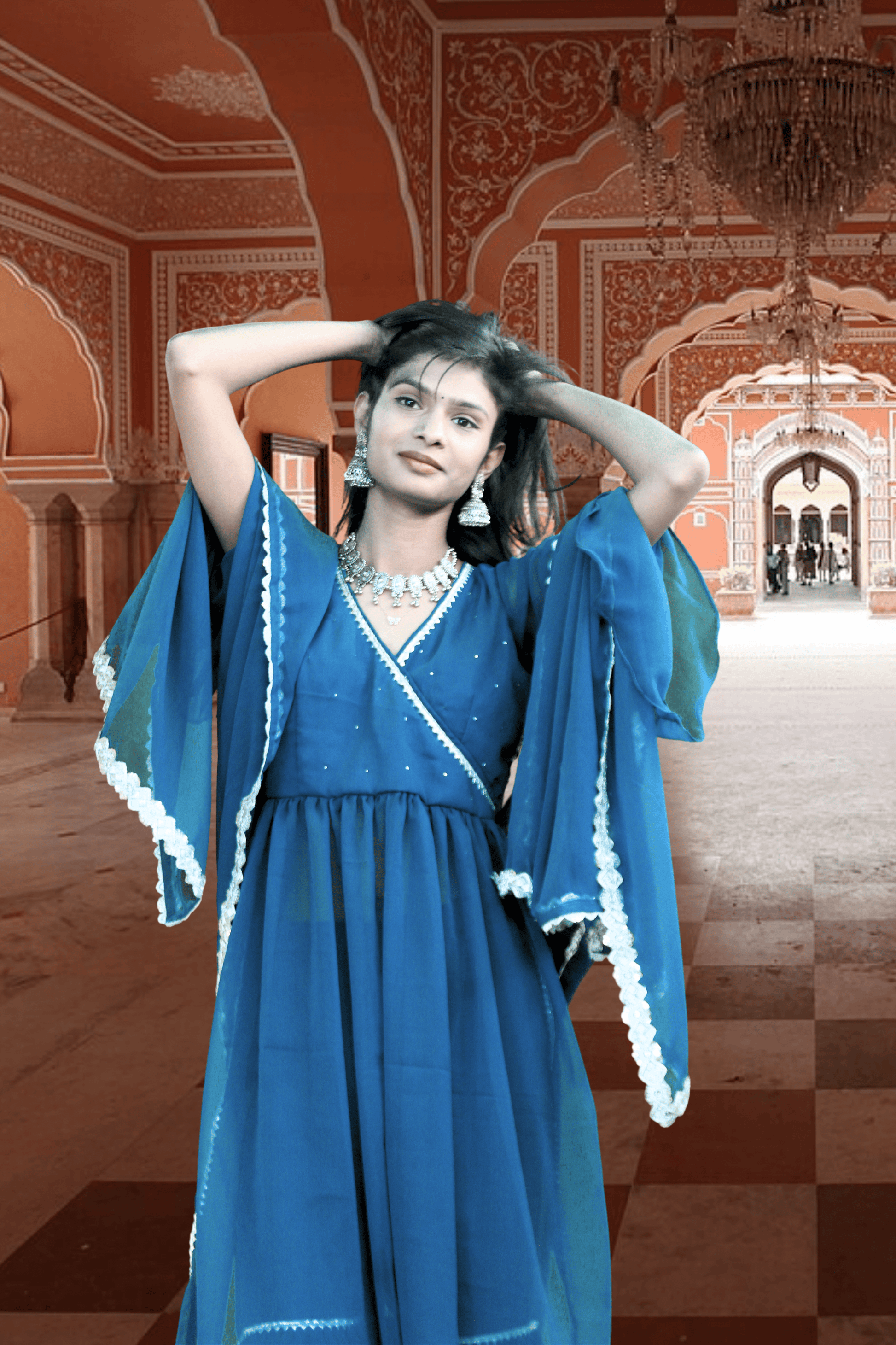 Neelanjali Graceful Blue Sharara Set - YOONECK