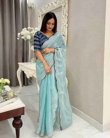 Neelkamal Zimmy Choo Satin Saree - Yooneck