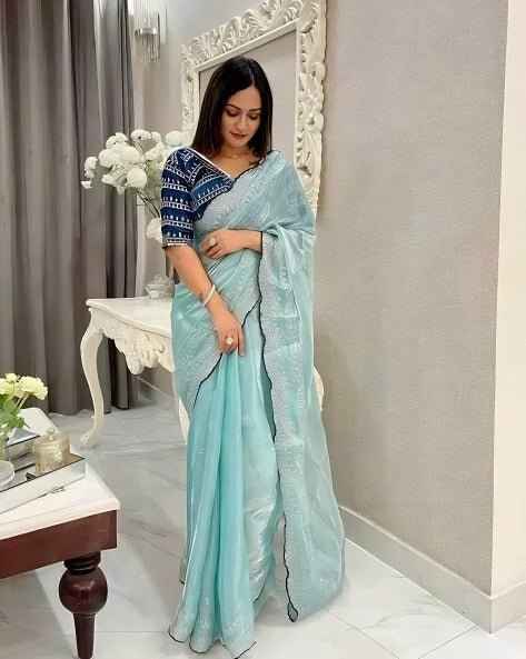 Neelkamal Zimmy Choo Satin Saree - Yooneck