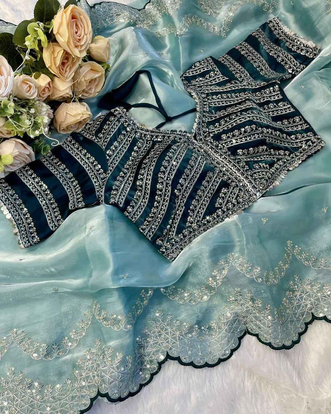 Neelkamal Zimmy Choo Satin Saree - Yooneck