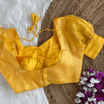 Noelle Yellow Organza Puff Jimmy Choo Blouse - Yooneck