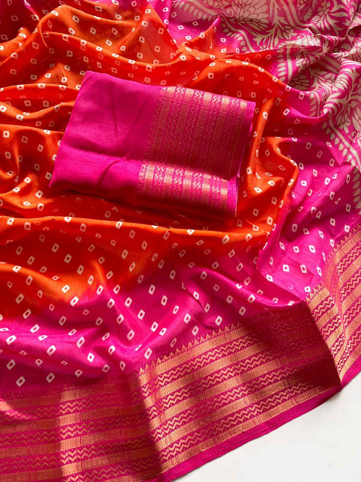padmavati bandhani dolla silk saree - yooneck