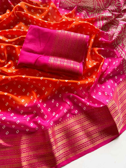 Padmavati Bandhani Dolla Silk Saree - Yooneck