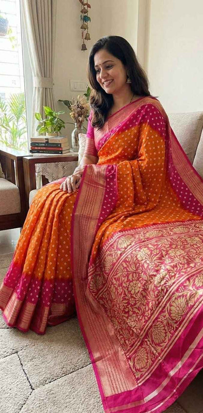 Padmavati Bandhani Dolla Silk Saree - Yooneck