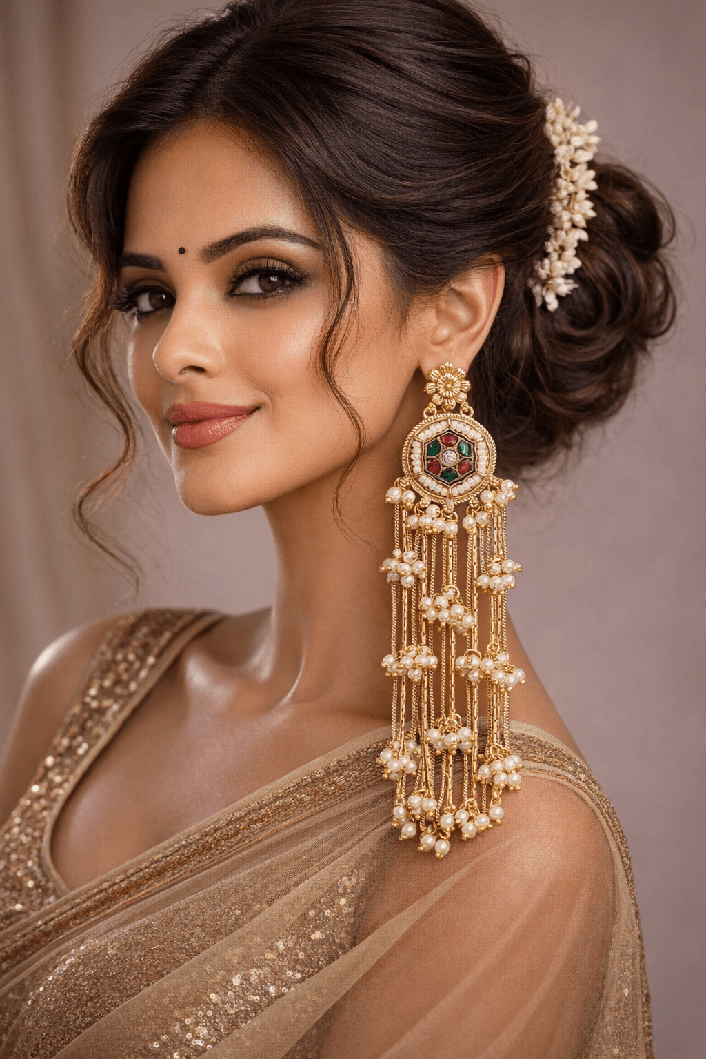 phulkari kashmiri gold dangler - yooneck