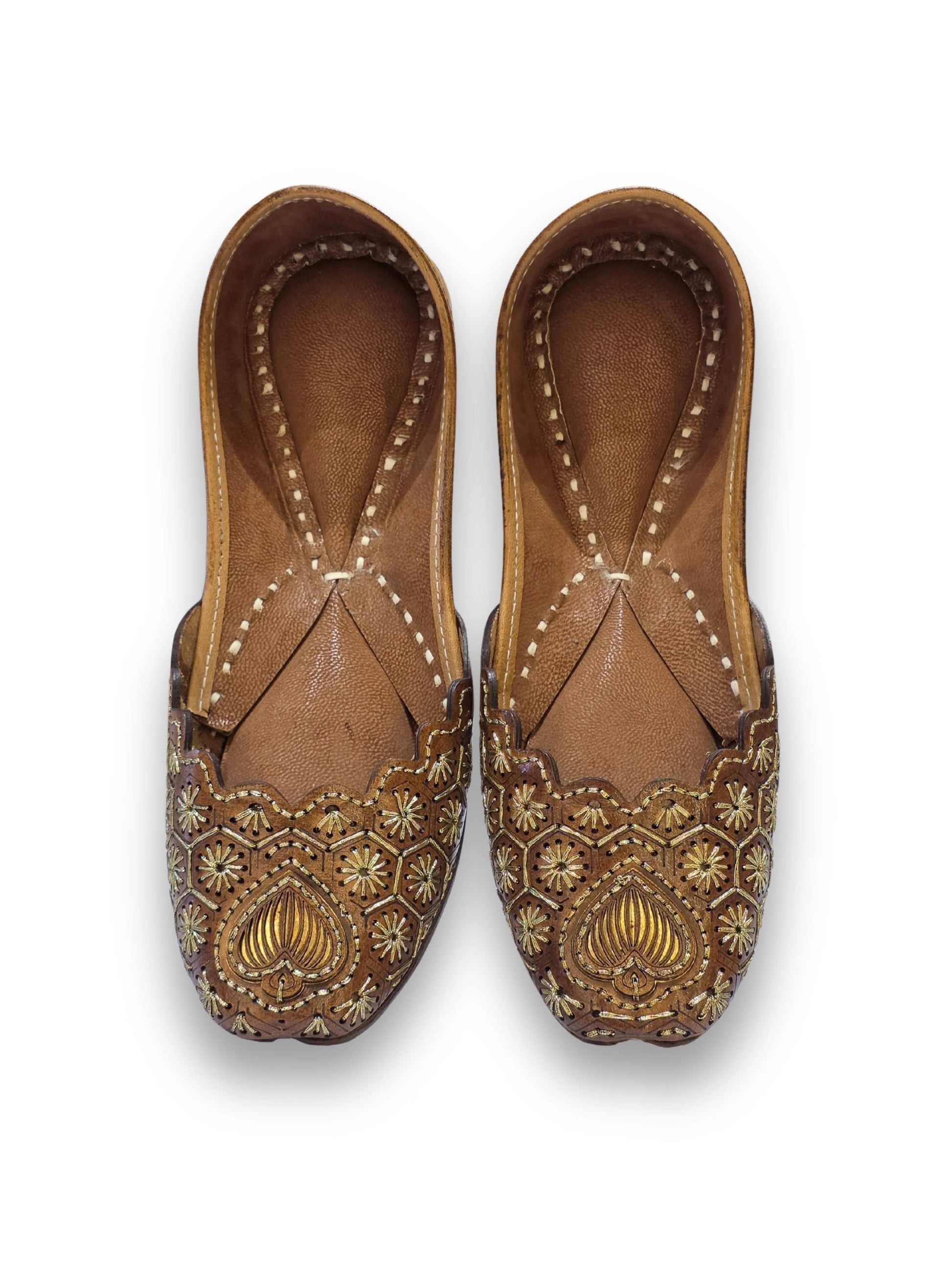 Pushpa Hand - Carved Leather Jutti - Yooneck