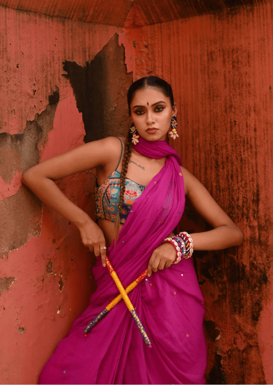 Raas Rani Pure Mul Cotton Mirrorwork Saree - Yooneck