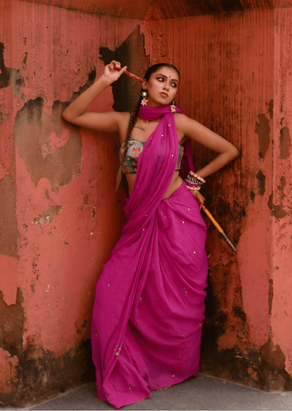 Raas Rani Pure Mul Cotton Mirrorwork Saree - Yooneck