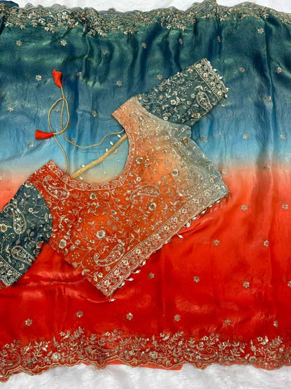 RangLeher Fendy Silk Designer Saree - Yooneck