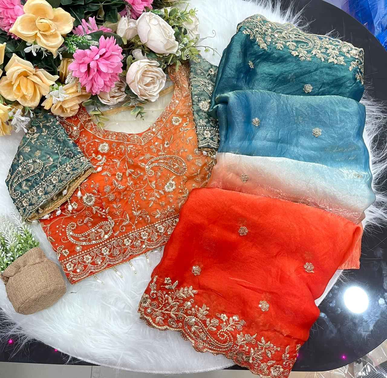 RangLeher Fendy Silk Designer Saree - Yooneck