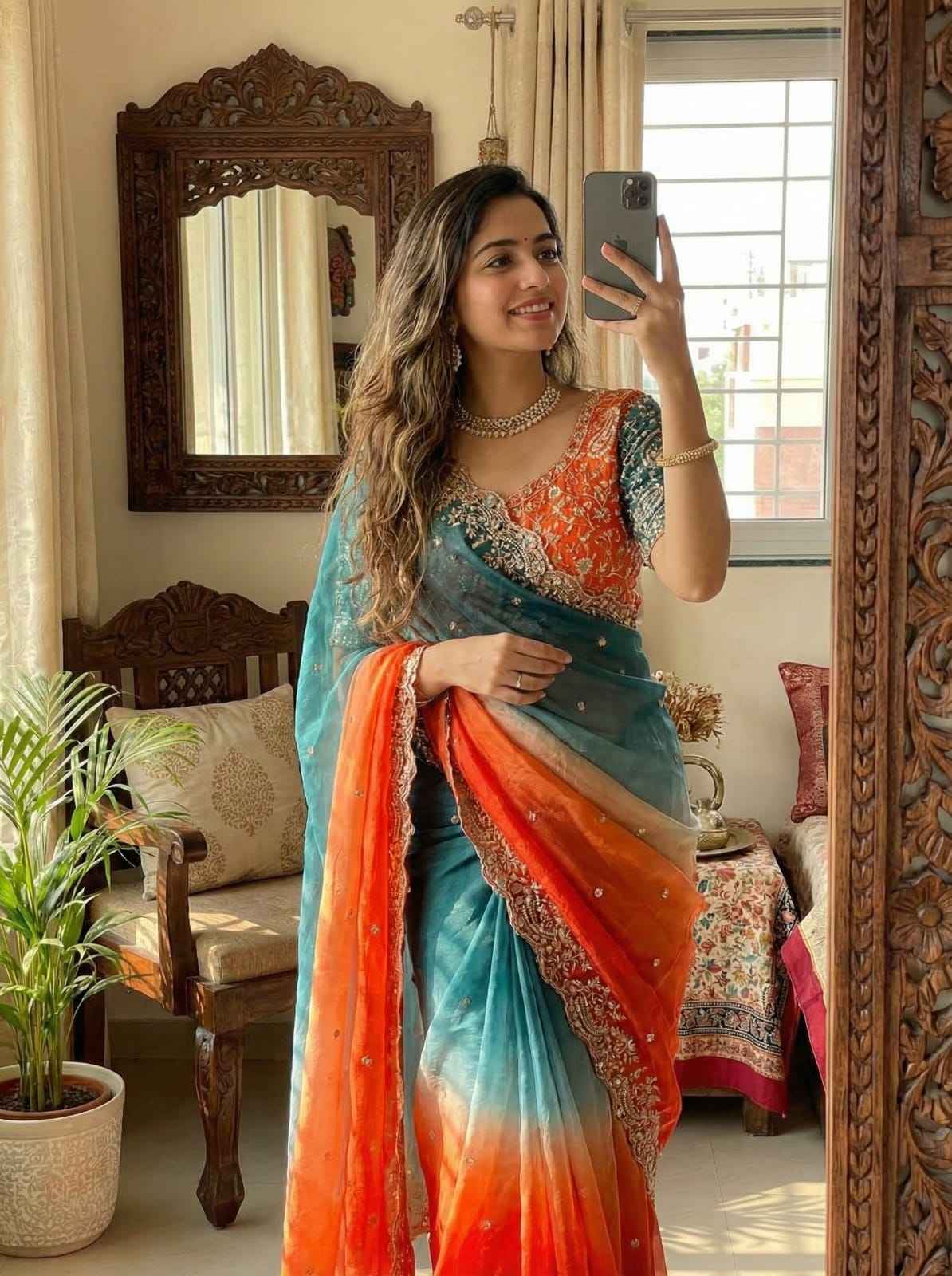RangLeher Fendy Silk Designer Saree - Yooneck