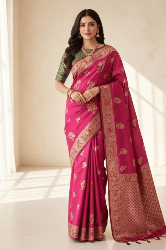 Rani Vaibhav Soft Silk Jacquard Saree - Yooneck