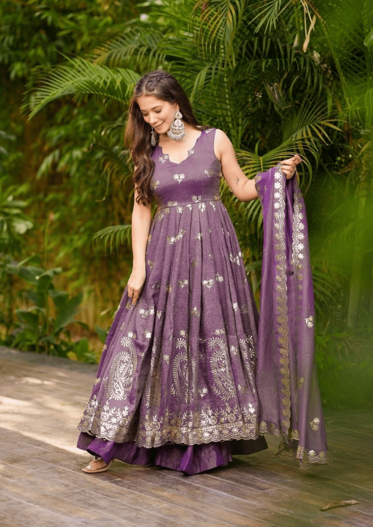 Regal Cosmos Embroidered Anarkali Set with Dupatta - Yooneck