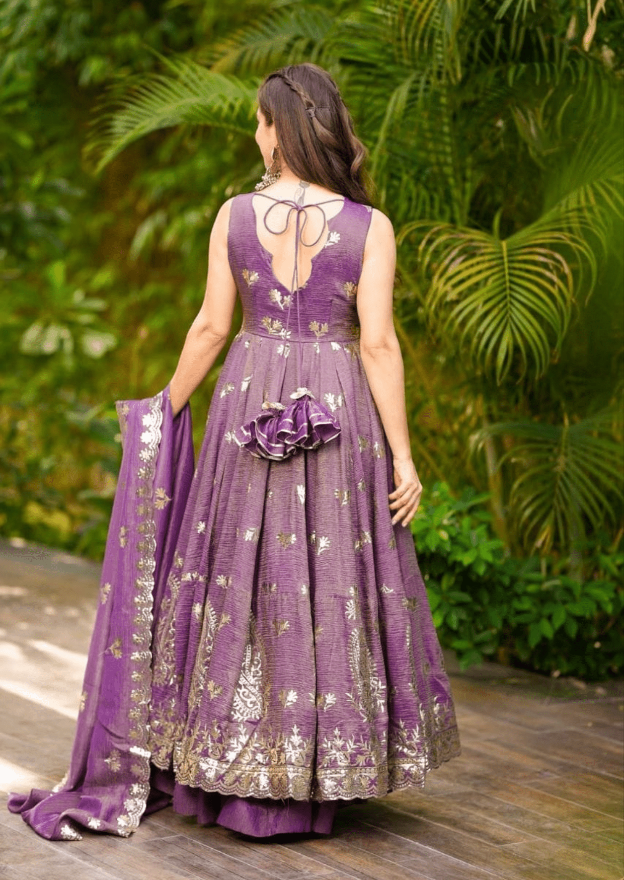 regal cosmos embroidered anarkali set with dupatta - yooneck