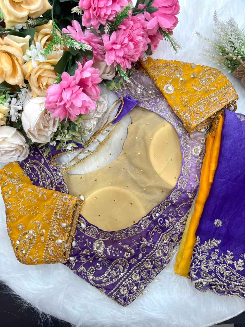 suryajamuni rangleher designer saree - yooneck