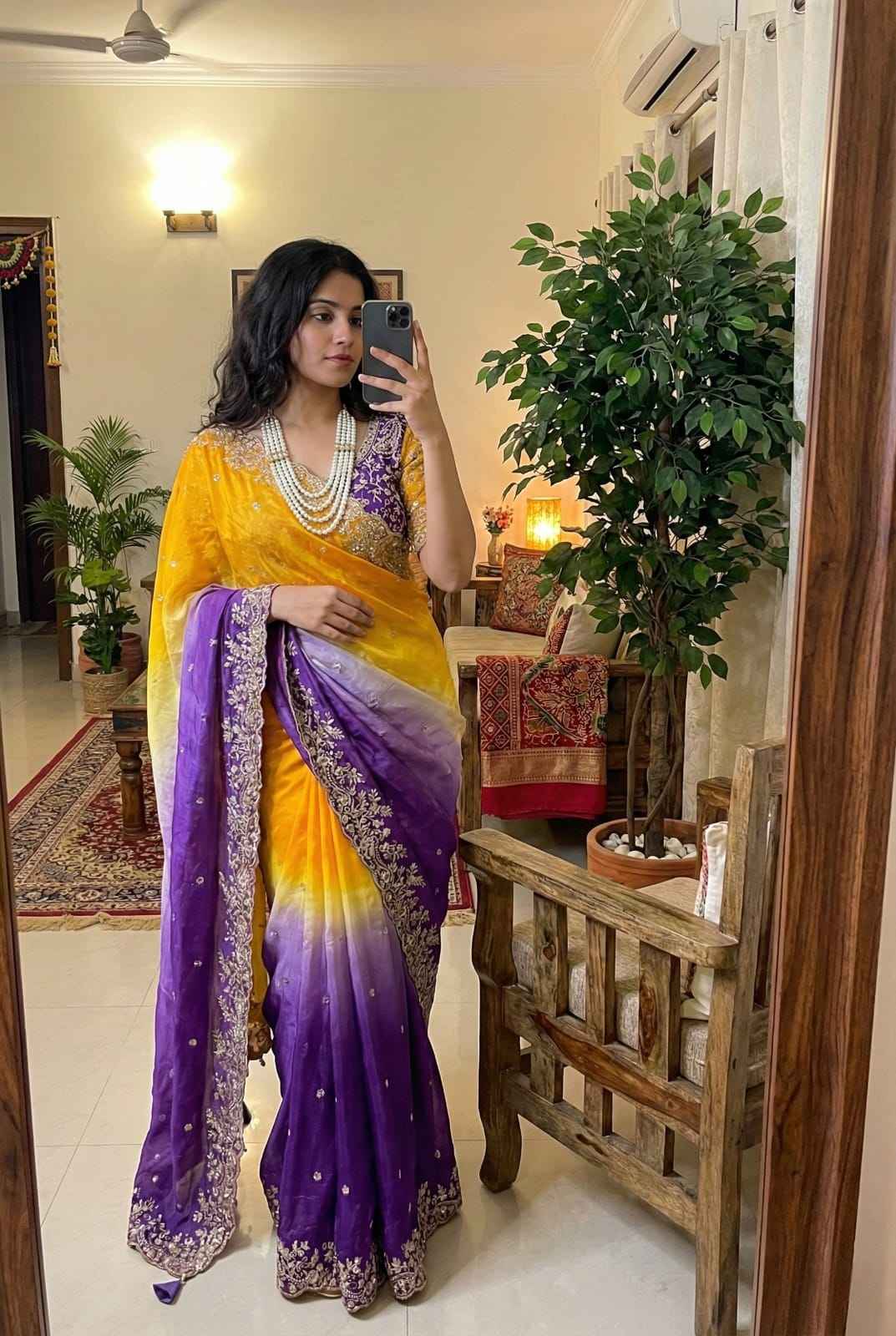 suryajamuni rangleher designer saree - yooneck