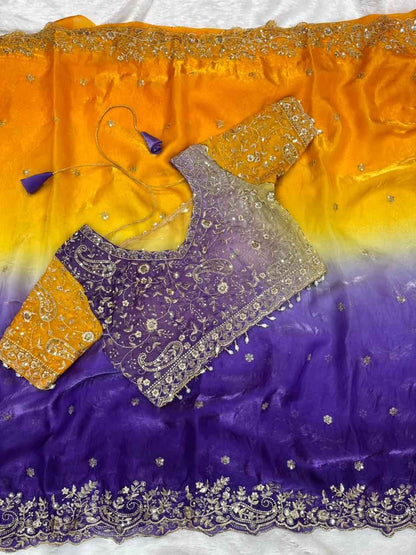 SuryaJamuni RangLeher Designer Saree - Yooneck