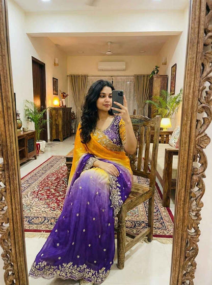 SuryaJamuni RangLeher Designer Saree - Yooneck