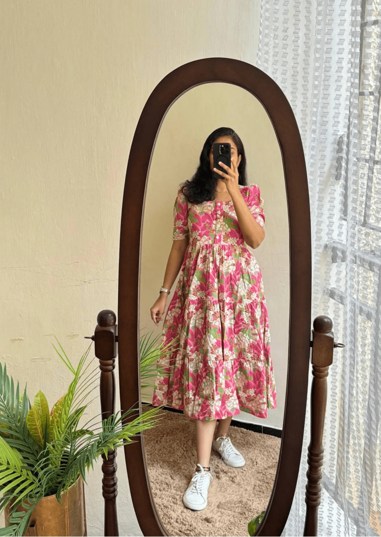 timeless floral soft cotton midi dress - yooneck