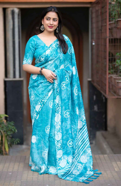 Vaidehi Hand Batik Chanderi Cotton Saree - Yooneck