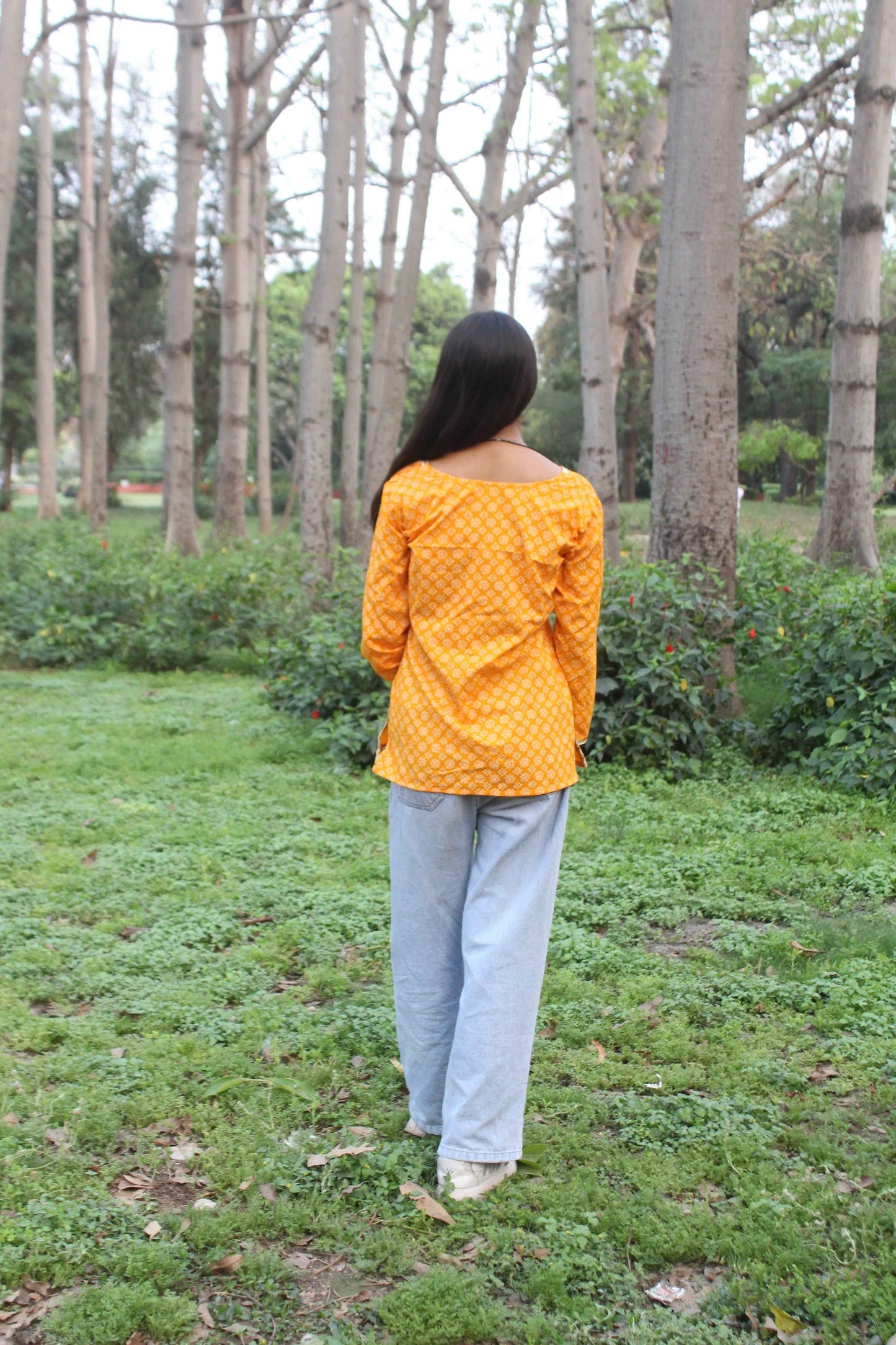 yellow dusk cotton kurti - yooneck