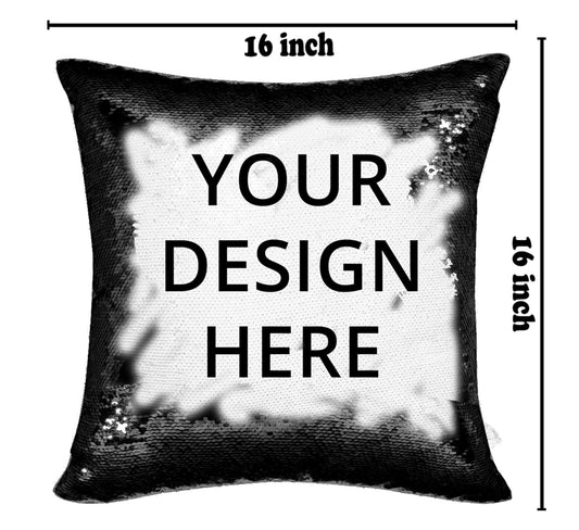 Yooneck Magic Black Sequin Photo Cushion - Yooneck