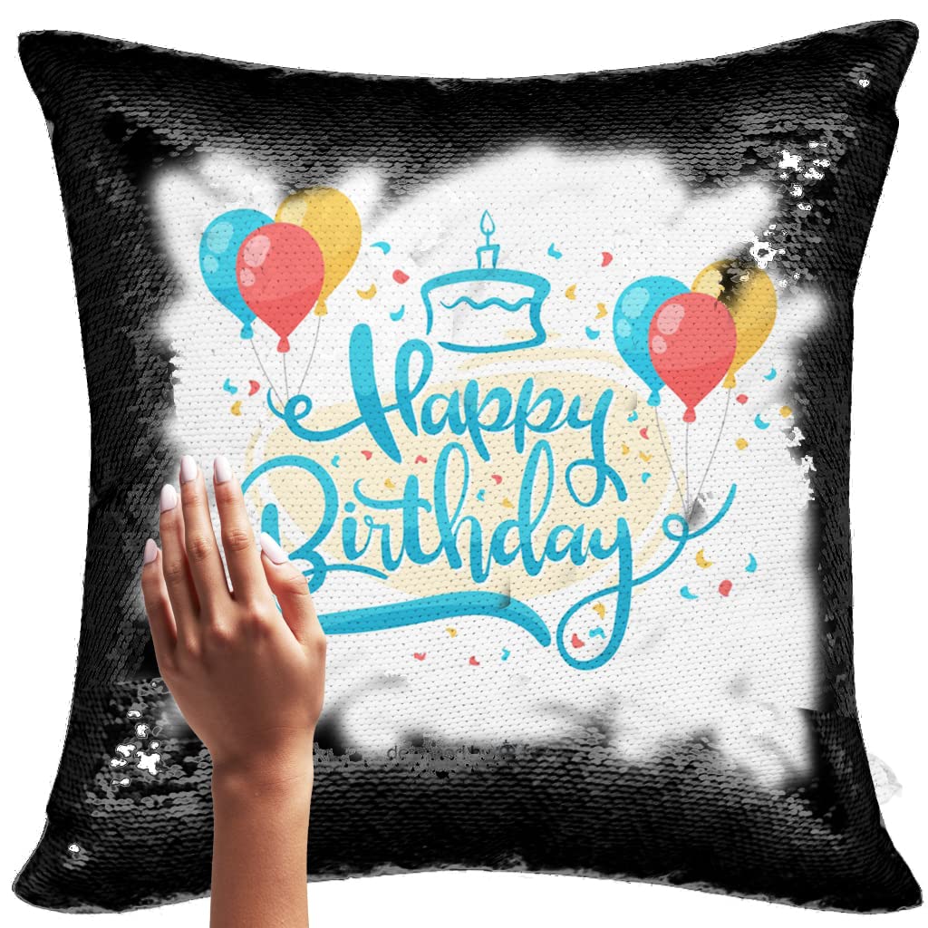 Yooneck Magic Black Sequin Photo Cushion - Yooneck