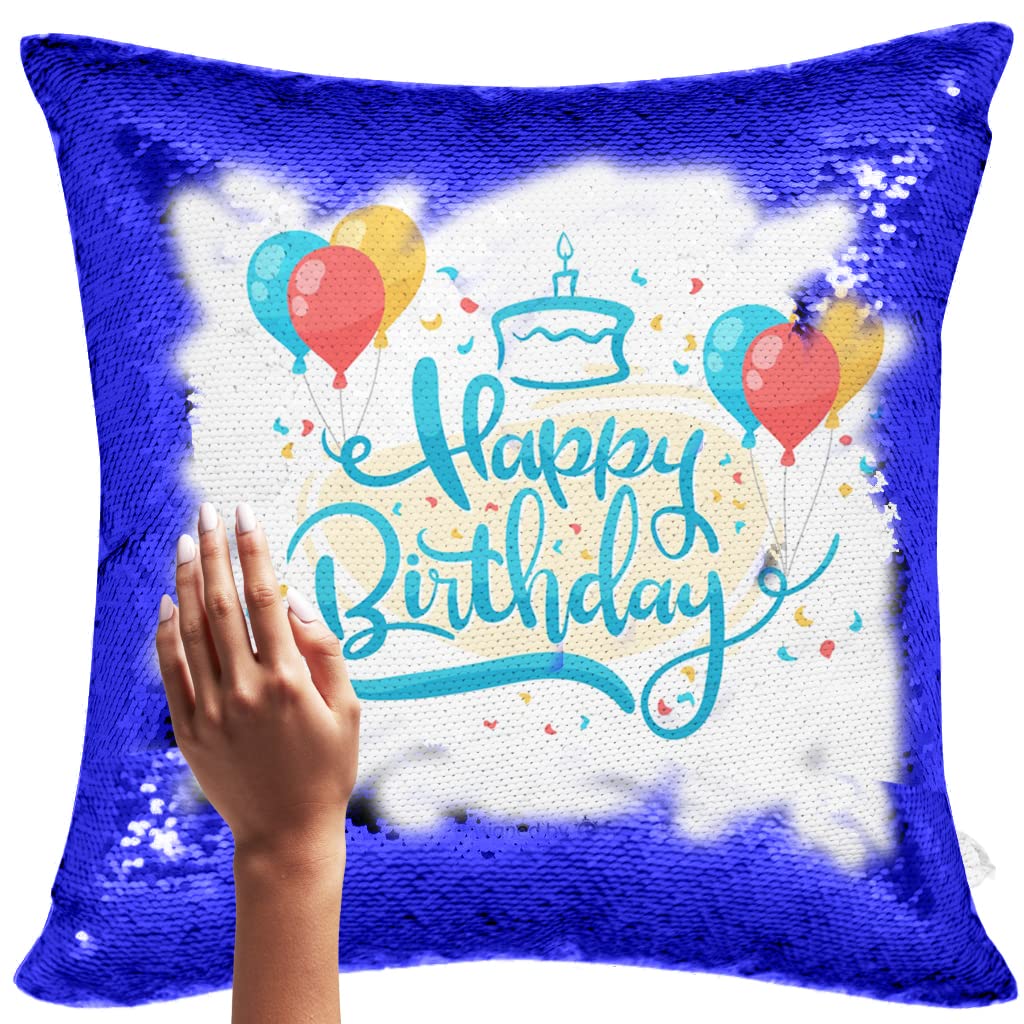 yooneck magic blue sequin photo cushion - yooneck