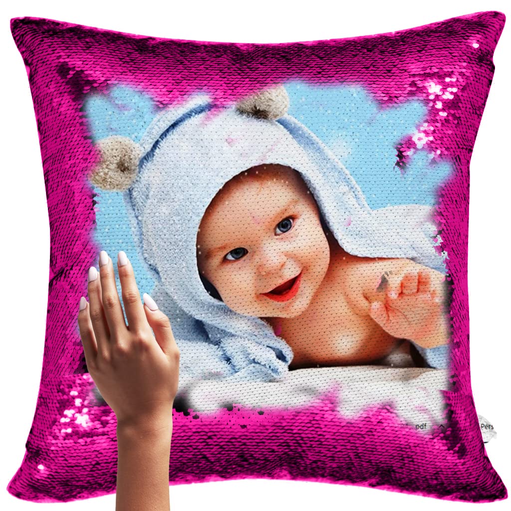 yooneck magic pink sequin photo cushion - yooneck