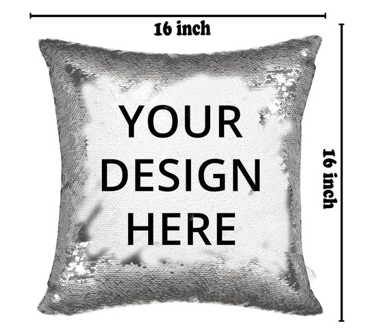 Yooneck Magic Silver Sequin Photo Cushion - Yooneck