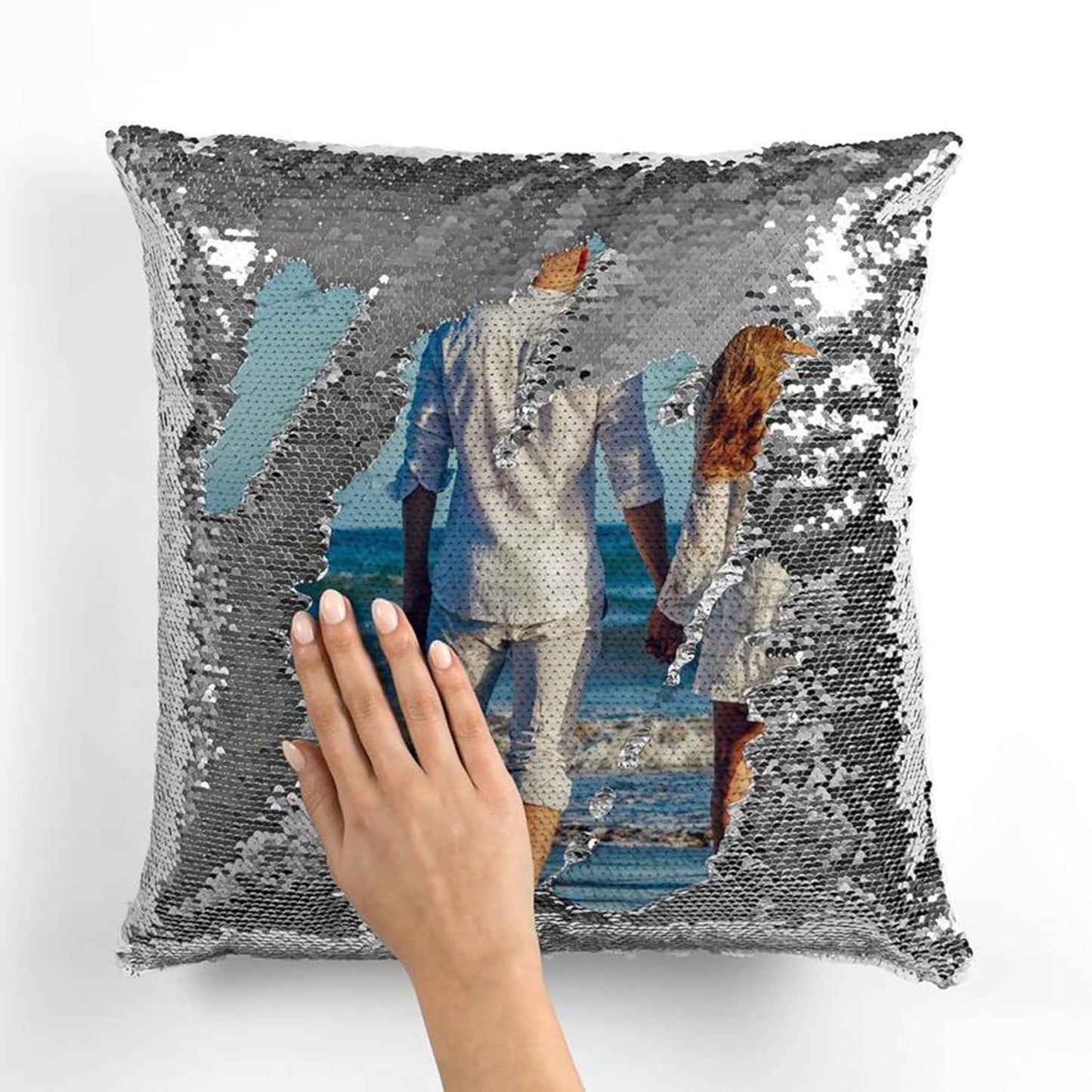 yooneck magic silver sequin photo cushion - yooneck
