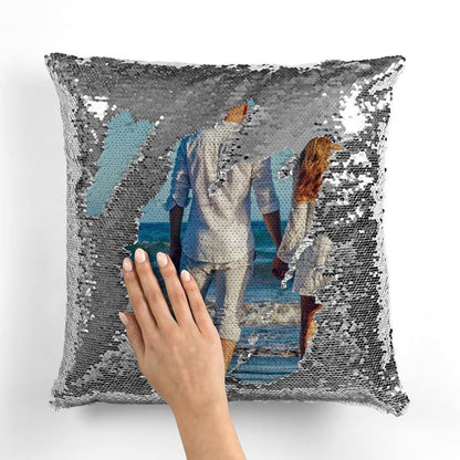 Yooneck Magic Silver Sequin Photo Cushion - Yooneck