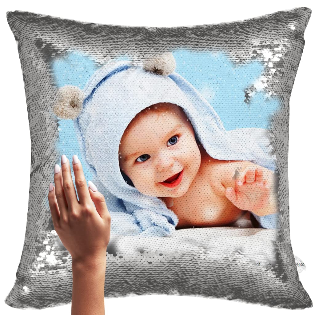 yooneck magic silver sequin photo cushion - yooneck