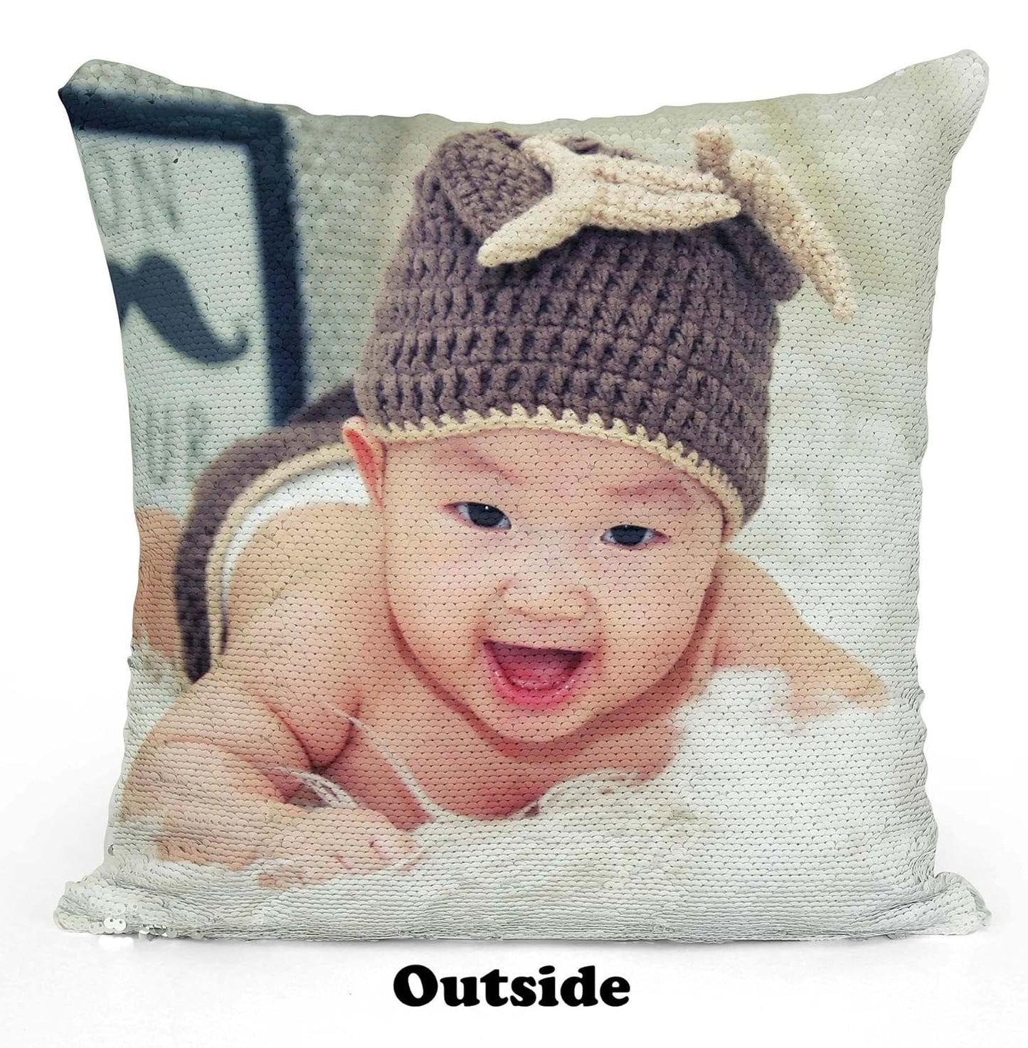 yooneck magic white sequin photo cushion - yooneck