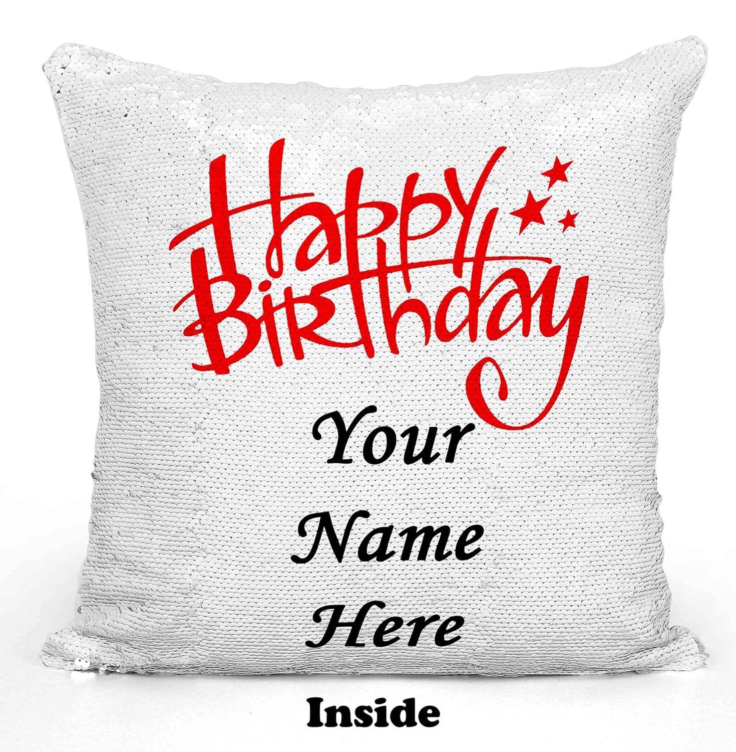 Yooneck Magic White Sequin Photo Cushion - Yooneck