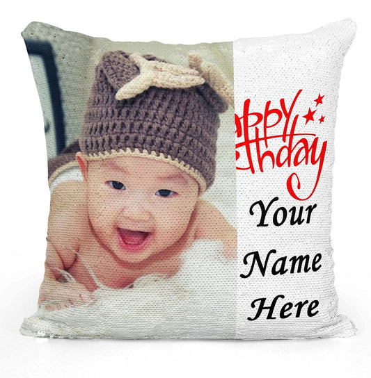 Yooneck Magic White Sequin Photo Cushion - Yooneck